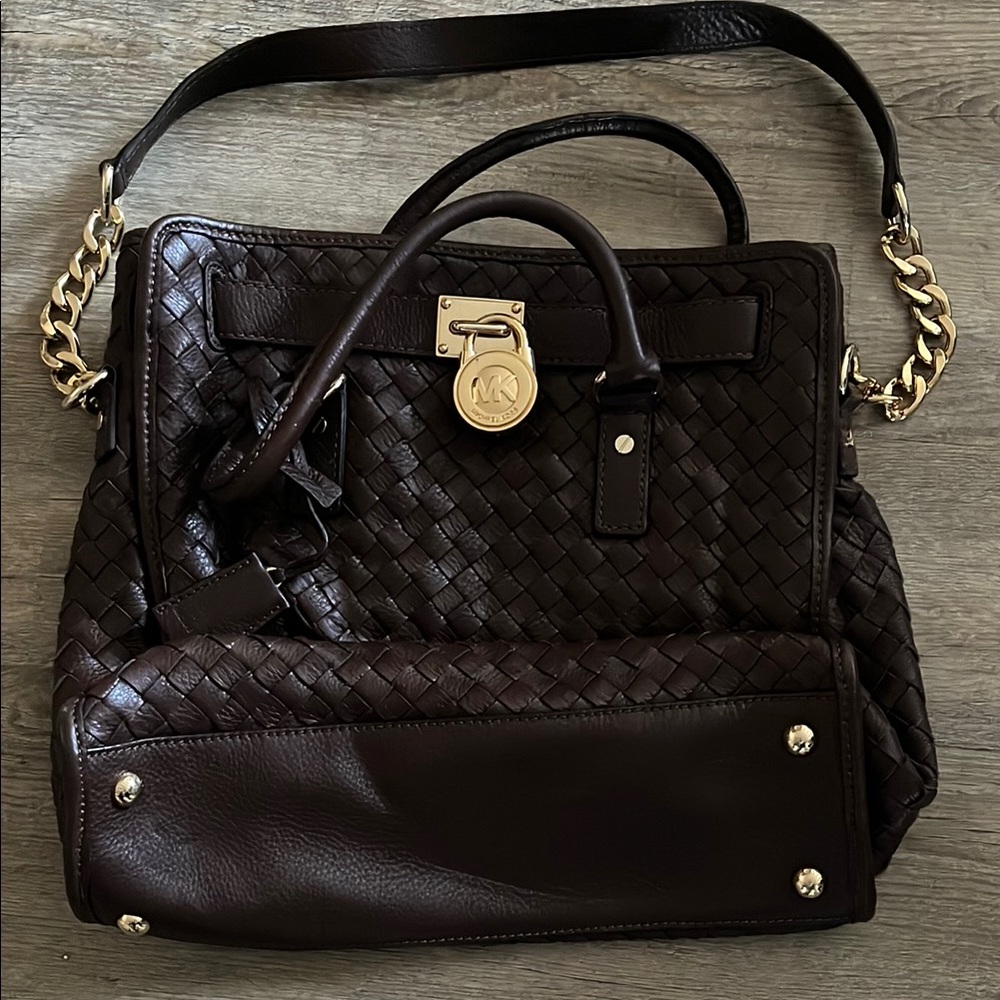 Michael Kors Brown Woven Leather Bag
